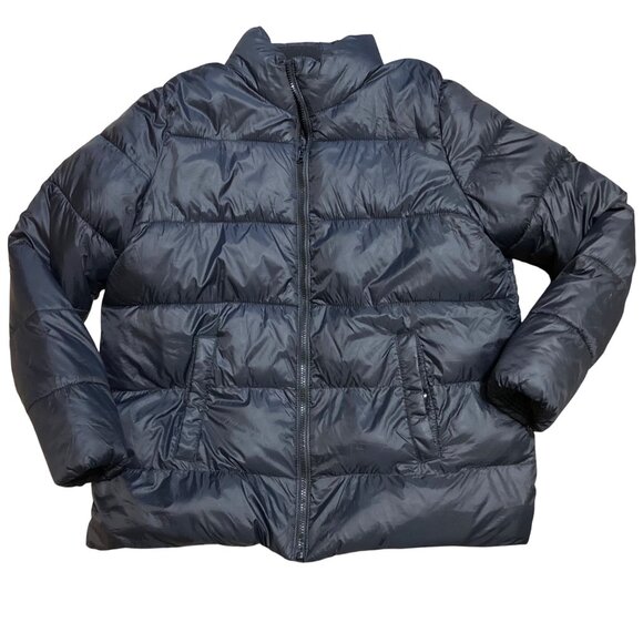 Old Navy Womens Puffer Jacket XL Black Insulated Fleece Lined Full Zip w Pockets - Picture 1 of 4